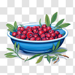 Red Cranberries - Fresh Bowl Of Red Berries Transparent PNG