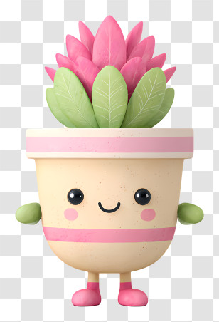 Cartoonish Flower Pot - Happy Kawaii Plant Pot Transparent PNG
