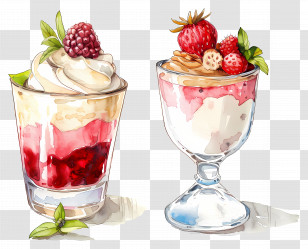 National Parfait Day - Berry Layered Parfaits With Cream And Fresh Garnishes Transparent PNG