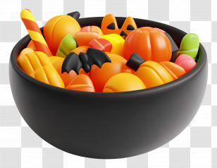 Halloween Candy - Halloween Candy Bowl With Pumpkins Transparent PNG