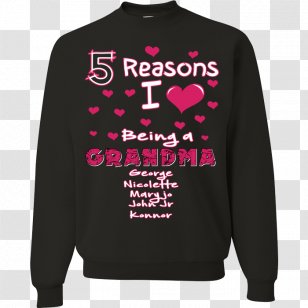 T-shirt Sweater Crew Neck Sleeve Bluza - Flower - Black Grandfather With Grandkids Transparent PNG