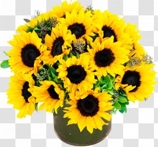 Common Sunflower Post-a-Rose Floral Design Flower Bouquet - Yellow - Fall Baskets Transparent PNG