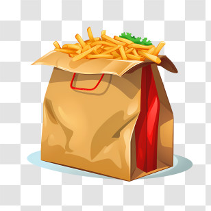 Food Delivery Bag - Paper Bag With French Fries Illustration Transparent PNG