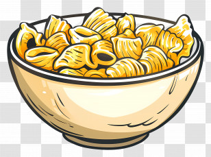 Creamy Pasta - Illustrated Bowl Of Golden Shell Pasta Transparent PNG