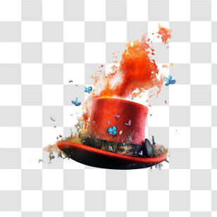 Magic Hat - Red Hat With Butterflies Transparent PNG