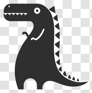 Cartoon Dinosaur - Cute Cartoon Dinosaur Illustration In Black Transparent PNG