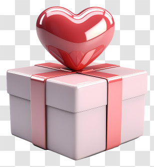 Gift Box - Pink Gift Box With Heart On Top Transparent PNG