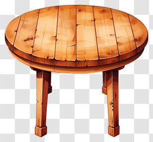 Watercolor Wooden Round Table - Rustic Wooden Round Table Design Transparent PNG
