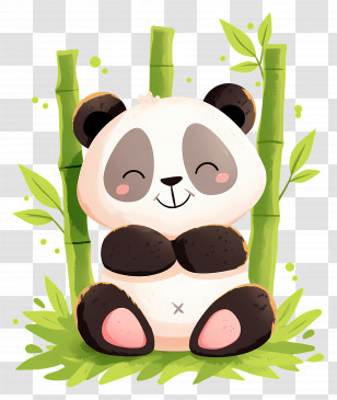Cute Panda - Cute Panda With Bamboo Transparent PNG