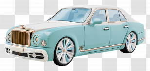 Cartoon - Luxury Sedan Car In Blue And White Transparent PNG