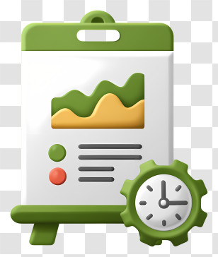 Business Planning - Presentation Board With Chart And Clock Transparent PNG