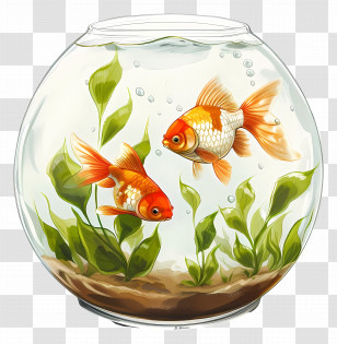 Fish Tank - Goldfish In Decorative Bowl Illustration Transparent PNG