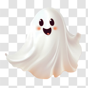 Halloween Ghost - Cute Smiling Ghost Cartoon Illustration Transparent PNG