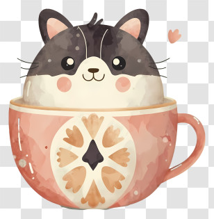 Cat In Cup - Cute Cat In A Cup Transparent PNG