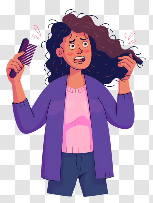 Hair Loss - Woman Struggling With Hairbrush Transparent PNG