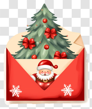 Santa Claus - Christmas Card With Santa And Tree Transparent PNG