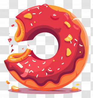 Bitten Doughnut - Donut With Red Frosting And Sprinkles Transparent PNG