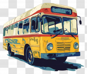 Bus Icon - Retro Vintage Bus Illustration Transparent PNG
