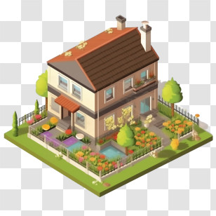 House - Isometric House Design With Garden Transparent PNG