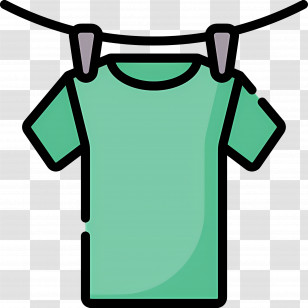 Hanging Cloth - Green T-shirt Hanging On Clothesline Transparent PNG