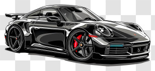 Porsche 911 Turbo S - Sleek Black Sports Car Transparent PNG