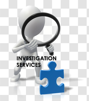 Stick Figure - Investigation Services Concept With Magnifying Glass And Puzzle Piece Transparent PNG