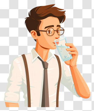 Drinking Water - Man Drinking Water With Glasses Transparent PNG