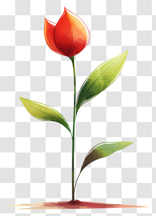 Plant A Flower Day - Red Flower With Green Leaves Transparent PNG