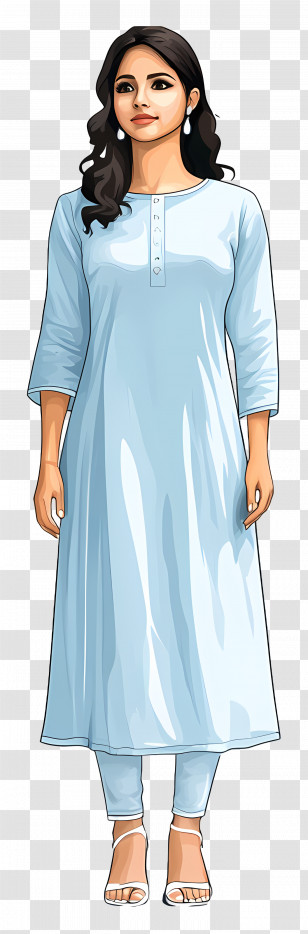 Woman Kurta - Woman In Light Blue Kurta Transparent PNG