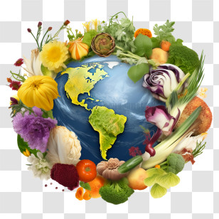 World Food Day
 - Earth Surrounded By Fruits And Vegetables Transparent PNG