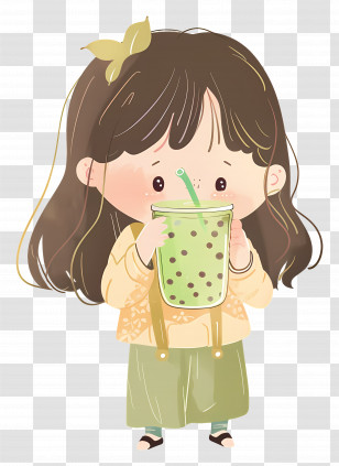 Bubble Tea - Girl Drinking Bubble Tea Transparent PNG