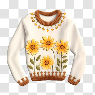 Christmas Sweater - Yellow Sunflower Pattern Sweater For Cozy Fashion Transparent PNG