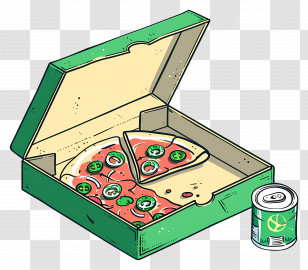 Pizza Box - Takeout Pizza With Soda Transparent PNG