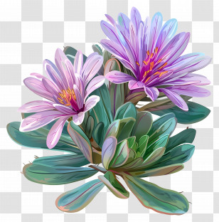 Ice Plant Flower - Purple Succulent Flowers And Leaves Transparent PNG
