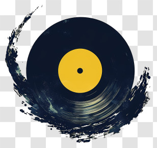 Vinyl Record - Black Vinyl Record With Yellow Label Transparent PNG