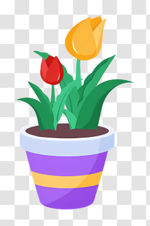 Cartoon - Potted Tulip Plant Transparent PNG