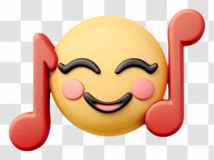 World Music Day - Smiling Emoji With Musical Notes Transparent PNG