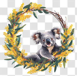 Australia Day - Koala In Floral Wreath Illustration Transparent PNG