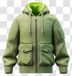 Jacket - Green Hooded Jacket Transparent PNG