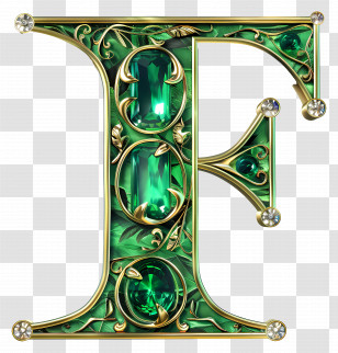 Letter F - Ornate Green Emerald Letter F Transparent PNG