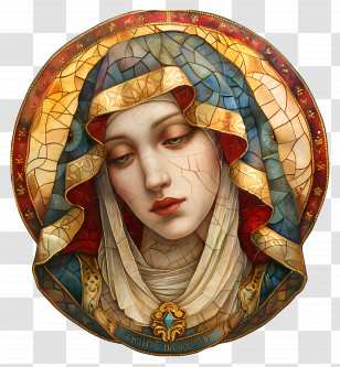 Holy - Stained Glass Portrait Of A Woman Transparent PNG