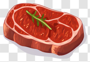 Steak - Juicy Raw Steak With A Touch Of Rosemary Transparent PNG