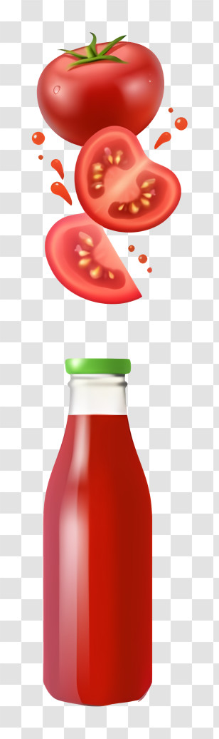 Glass Bottle - Fresh Tomato Juice In A Bottle Transparent PNG