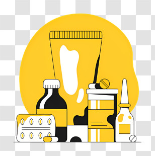 Medicinal Supplies - Various Medications In Yellow And Black Transparent PNG