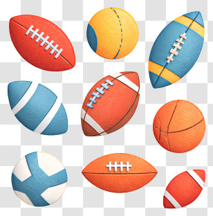 American Football - Colorful Sports Balls Collection Transparent PNG