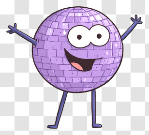 Cartoon Disco Ball - Happy Purple Cartoon Ball Transparent PNG