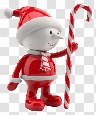 Christmas Stick Figure - Candy Cane Character With Santa Hat Transparent PNG