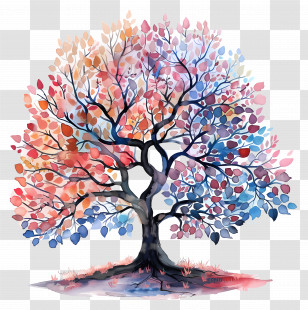 Watercolor Tree - Colorful Watercolor Tree Illustration Transparent PNG