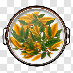 Electric Baking Pan - Autumn Leaves Pattern On Round Tray Transparent PNG