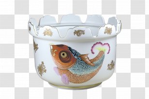 Tableware Porcelain Mottahedeh & Company Cachepot Carp - Ceramic - Blue And White Bowl Transparent PNG